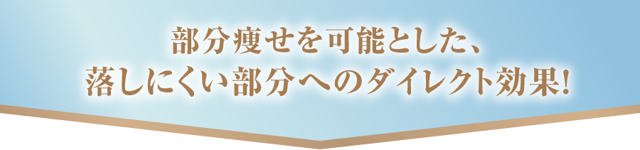 部分痩せを可能とした、落しにくい部分へのダイレクト効果!